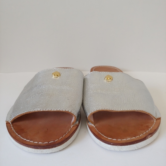 Kate Spade Imperiale Leather Metallic Slide Sandals Size 7.5 - Picture 6 of 13